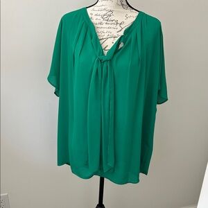 Lane Bryant Vibrant Green Blouse with Tie-Front